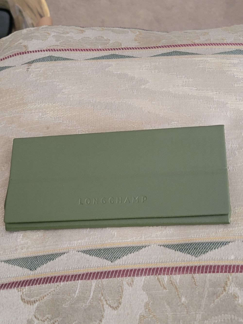 New Longchamp Sage Green Foldable Leather Glasses Case